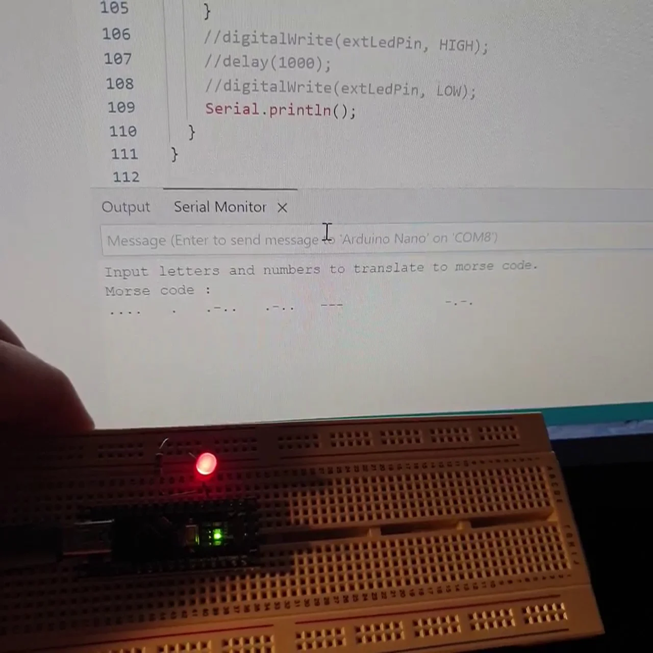 Morse code program in action