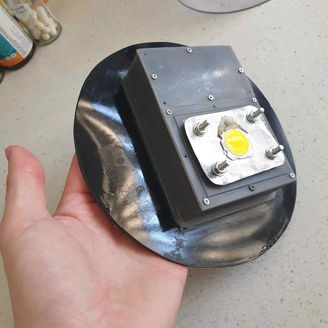 Unfinished solar light underside