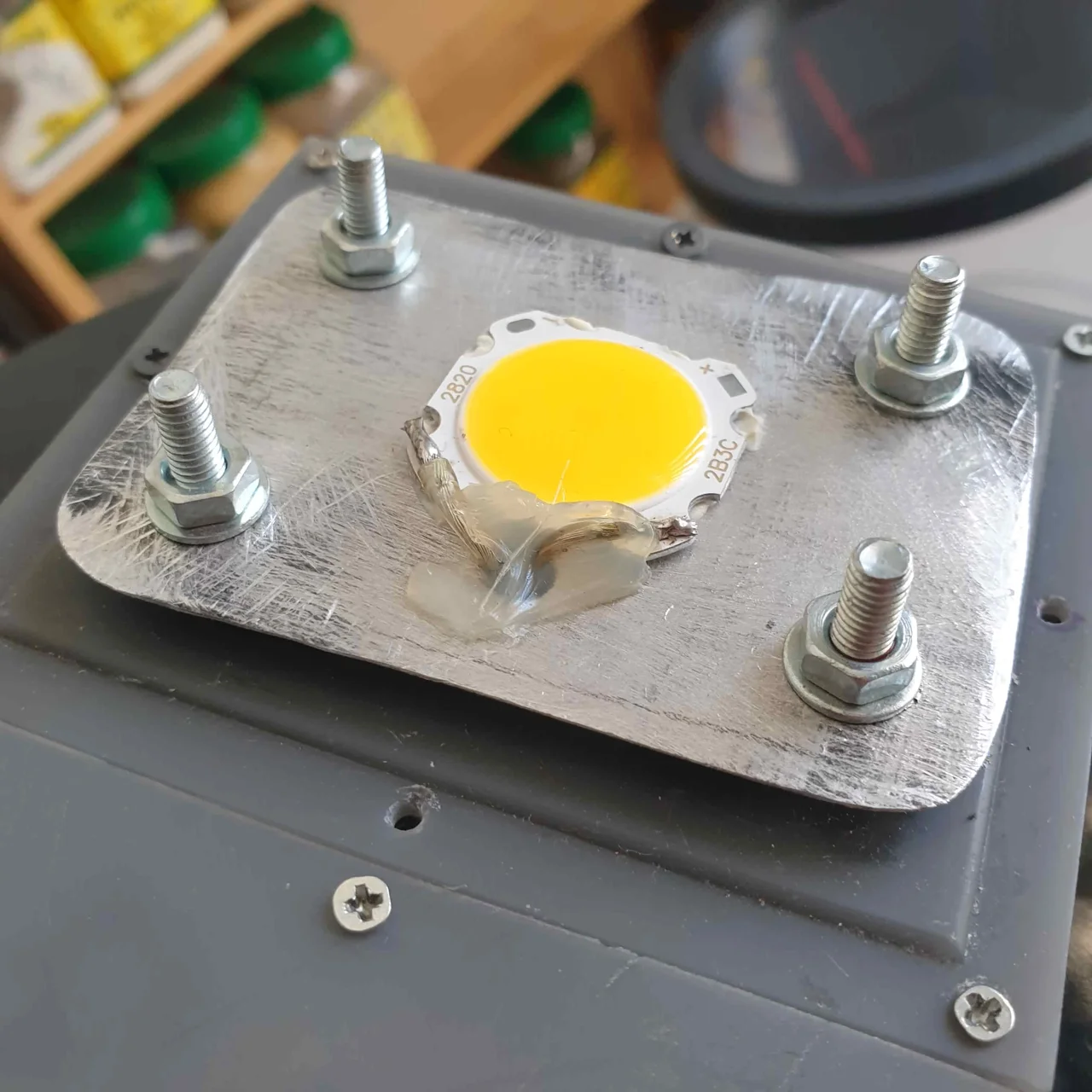 Unfinished solar light heatsink and led