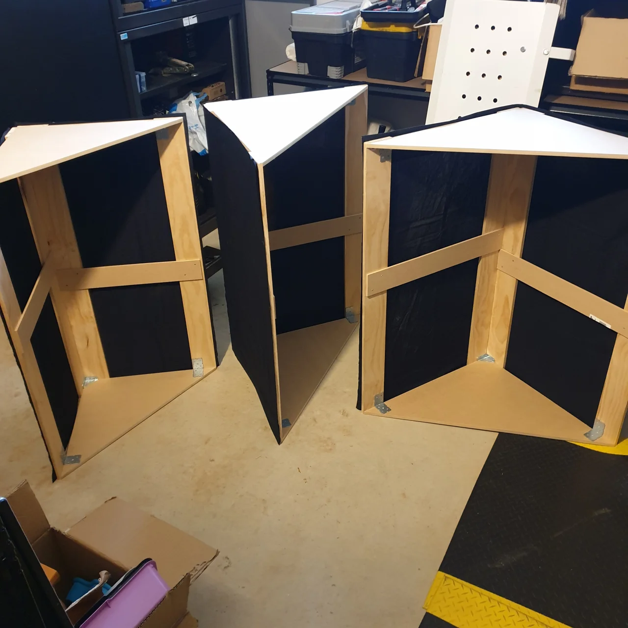 Bass trap frames built added material