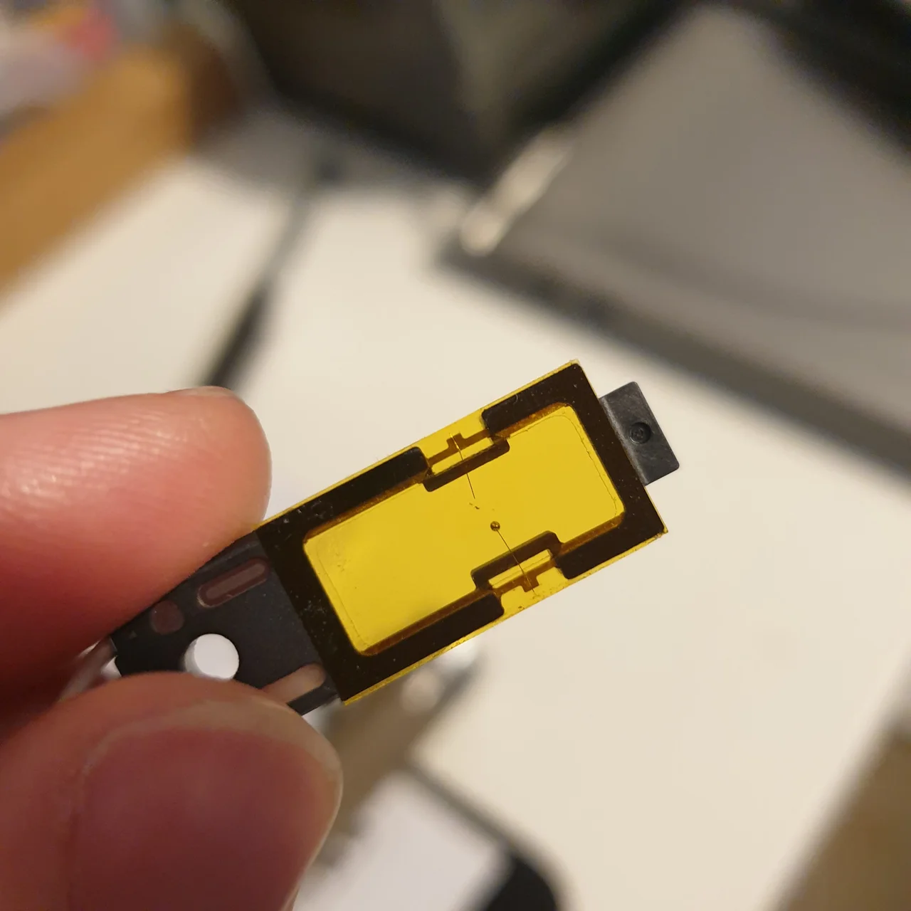 Broken temperature sensor close up